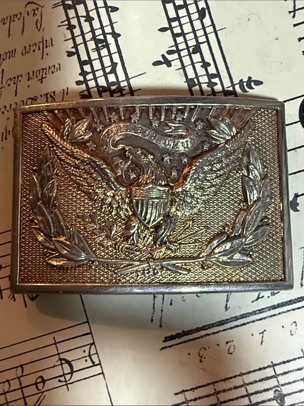 Vintage US Great Seal Eagle Belt Buckle E Pluribus Unum Brass Color
